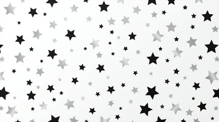 Fototapeta premium Stars pattern background vector illustration with black and silver metallic stars on white