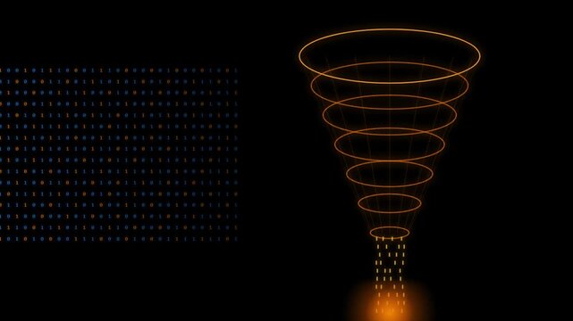 Holographic cyber data funnel animation