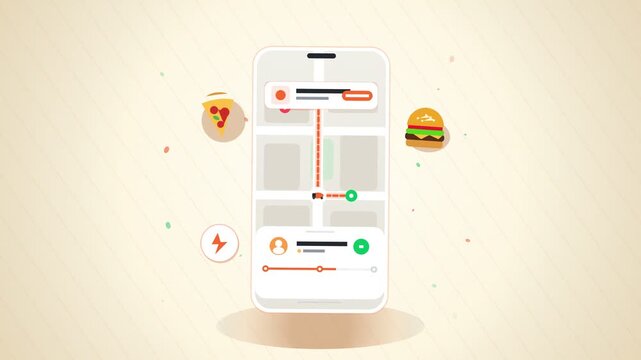 Food Delivery Mobile App Tracking Interface Motion Graphics