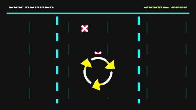 Retro Arcade Game Ui with Player Avoiding Red X Obstacles in a Minimalist 2d Style Perfect for Gameplay Demonstration or Vintage Game Interfaces