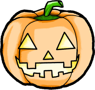 Cute hand drawn Halloween jack o lantern pumpkin character illustration transparent PNG