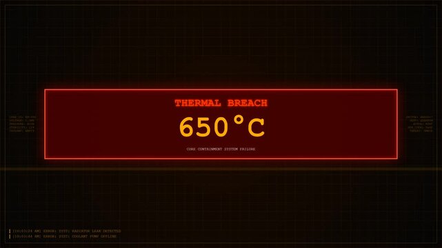 Thermal breach warning text flashes red inside critical temperature alert box.
