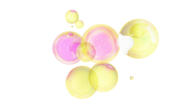 Realistic soap bubbles floating isolated on PNG transparent background