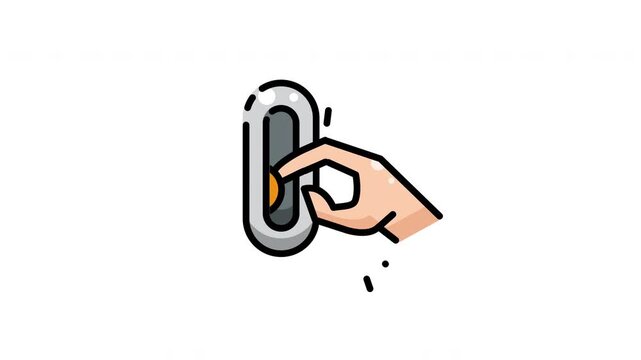 Hand inserting golden coin into slot machine on transparent background