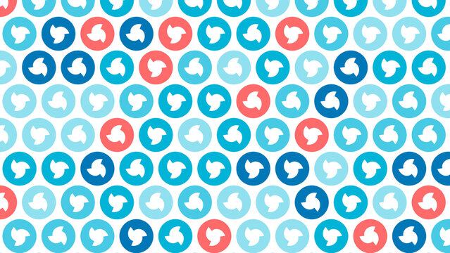Colorful repeating rabbit pattern on vibrant circle grid background