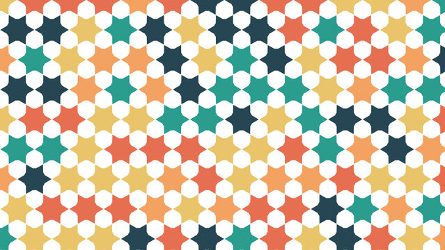 Vibrant seamless colorful geometric star pattern background wallpaper design