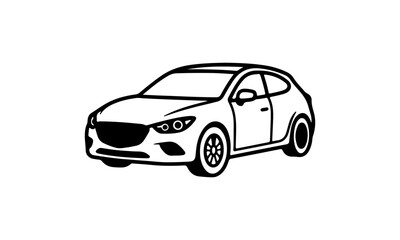 Naklejka premium Minimalist Modern Car Icon – Clean Automotive Vector Illustration