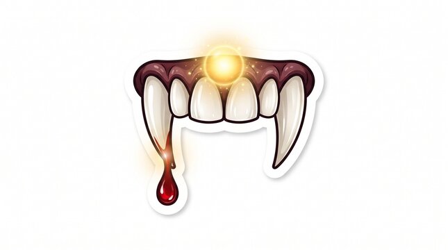 Vampire fangs dropping blood vector illustration