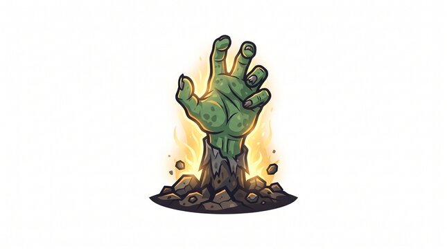 Zombie hand reaching out vector illustration