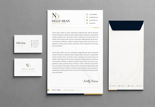 Corporate Identity Stationery Mockup with Letterhead Business Cards and Envelope
