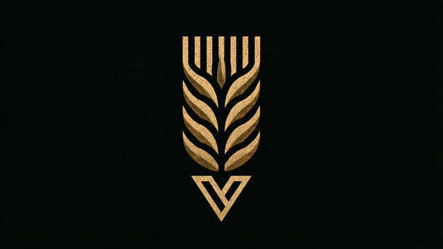 Golden Wheat Sheaf with V Symbol Design.