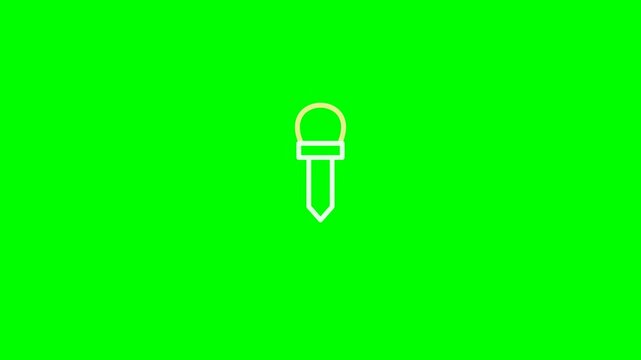 Eyedropper white outline icon on green screen