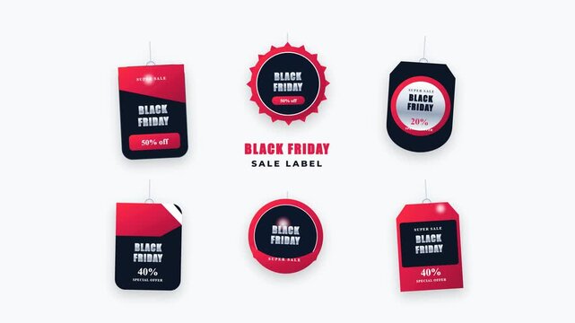 Set of modern Black Friday sale tags and promotional labels for retail marketing.