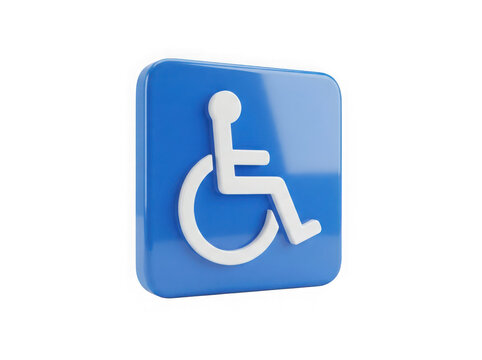 Blue square accessibility sign with white icon isolated on transparent
