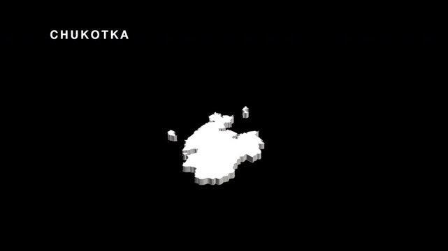Chukotka autonomous okrug map rotating on black background