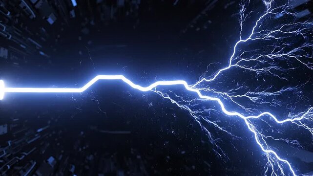Electric Bolt Energy Crackling Through Darkness with Radial Burst Effect in Cinematic Style