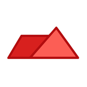 Red geometric shapes on transparent background