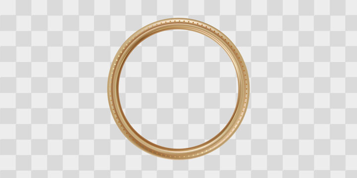 Golden round frame isolated on transparent background. Realistic 3d metal bronze ring. vector illustration