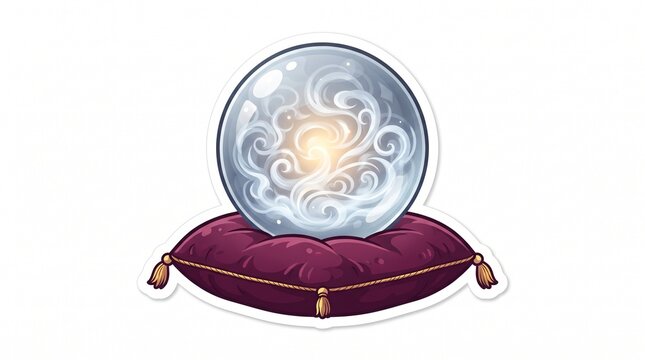 Crystal ball on velvet cushion vector illustration