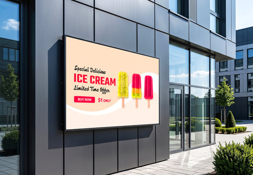 Modern Office Building Exterior Billboard Mockup
