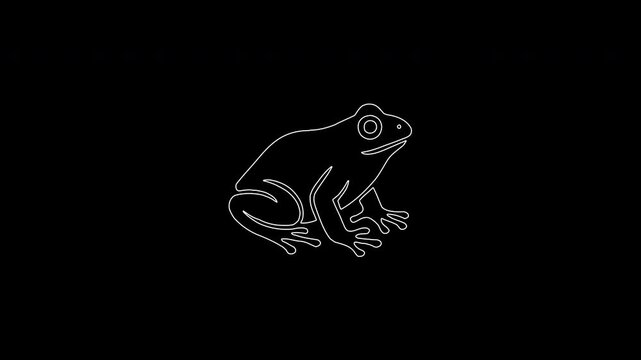 Continuous single line drawing animation of frog