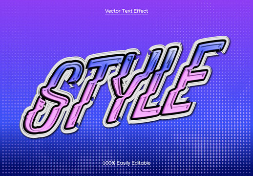 Retro 3D Style Text Effect with Neon Pink Purple and Metallic Outline