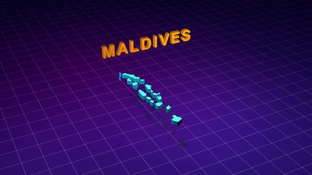 Maldives country map moving on a grid