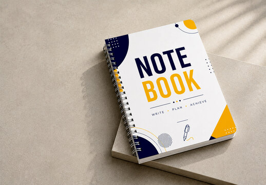 Spiral Notebook Cover Mockup on Concrete Surface