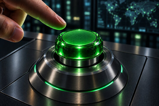 Green Approval Button Concept &mdash; Futuristic Authorization and Confirmation Interface