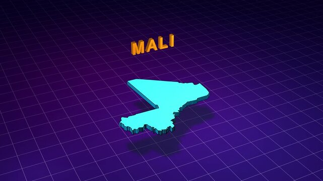 Mali country map rotating in a 3d space