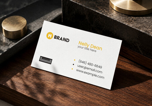 Top View Business Card Mockup