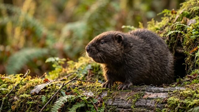 mountain beaver close up at morning light in olympic national park washington video