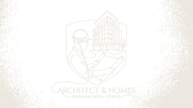 Minimalist line art logo for architect and premium real estate agency