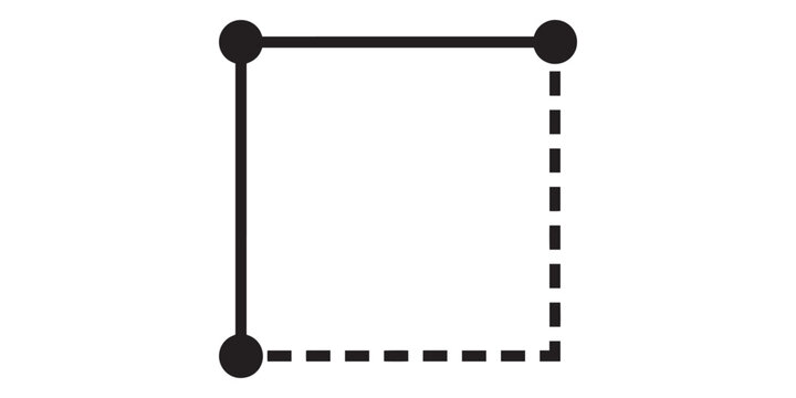 Square shape with two solid and two dashed sides