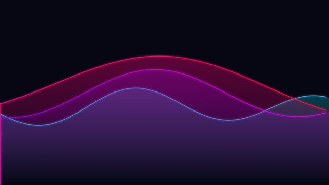 Flowing gradient wave layers animation on dark abstract background