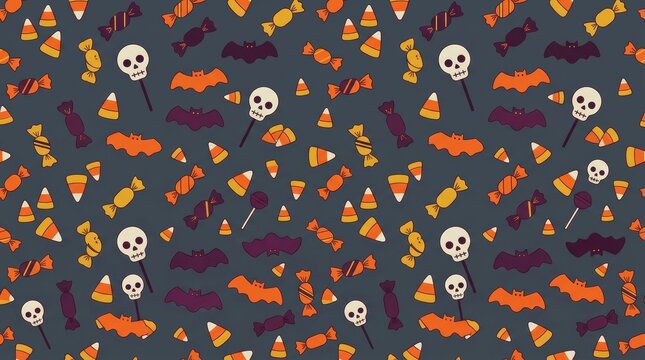 Orange and black Halloween candy seamless pattern