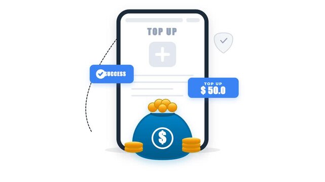 Mobile phone application interface for digital wallet top up and balance recharge.