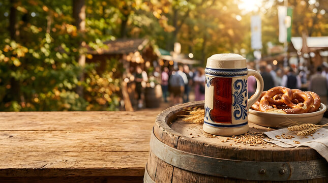 Beer Stein On Oak Barrel Setting