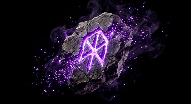 3D Glowing Purple Magical Rune Stone RPG Skill UI Element