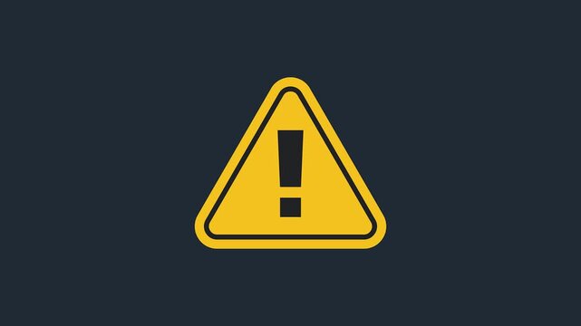 Vibrant yellow caution sign with black exclamation mark against a dark background, symbolizing alert and danger.