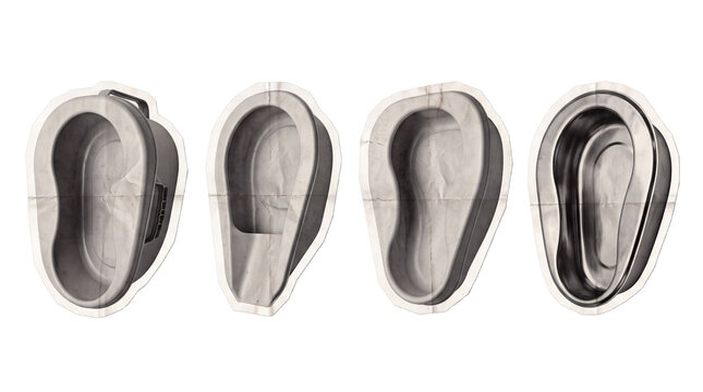 bedpan , newspaper collage cutout set PNG