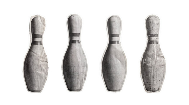 bowling pin , newspaper collage cutout set PNG