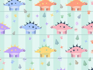 Playful Baby Dinosaur Nursery Vector Background © iushakovsky