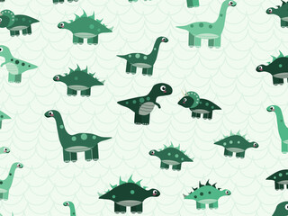 Funny Dino Friends With Eggs And Footprints © iushakovsky