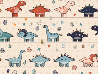 Playful Baby Dinosaur Nursery Vector Background © iushakovsky