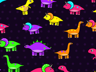 Colorful Prehistoric Dinosaurs Childrens Wallpaper Design © iushakovsky