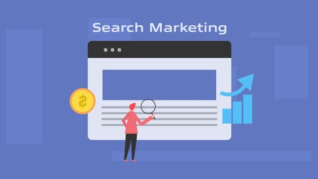 Search marketing, office people optimizing campaign with website analytics.