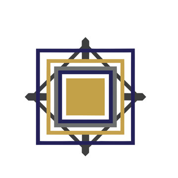 Geometric pattern with nested squares and dark accents