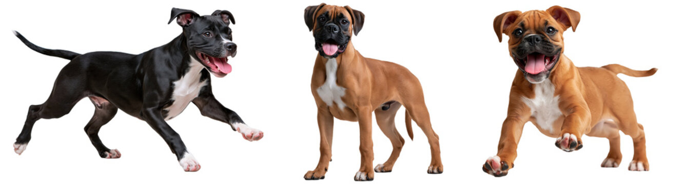 Isolated boxer dog on white background with clipping path showing playful canine energy