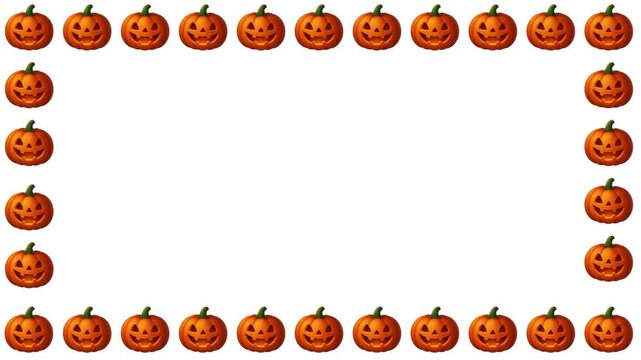 Animated Jack O Lantern Pumpkin Border Frame Overlay with Open Space for Halloween Party Banner